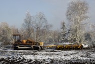 Deserted crawler tractor in f...