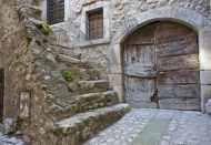 Old door and stairs in a back...