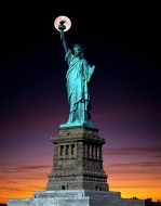 Statue of Liberty, full moon,...