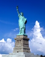 Statue of Liberty, clouds, co...