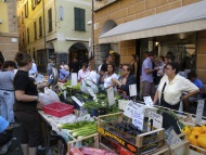 Market in Piazza Mazzini, his...
