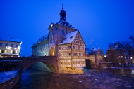 Old own Hall in Regnitz river...