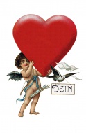 Cupid holding a big red heart...