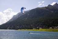 Kite surfer on Lake Sils, Eng...