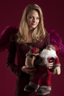 Blonde red-dressed angel with...