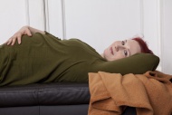 Pregnant woman relaxing, hold...
