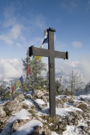 Summit cross with prayer flag...
