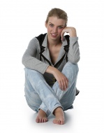 Seated smiling young woman