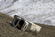 Overturned Chinese truck that...