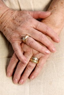 Wrinkly hands of an old woman...