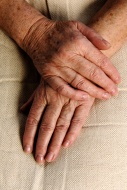 Wrinkly hands of a old woman,...