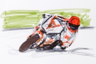 Motorcycle race, drawing by t...