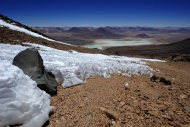 Laguna Verde lagoon and the s...