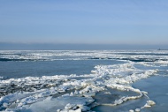Frozen North Sea with the lig...