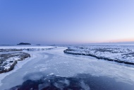Icy and snow-covered Hallig L...