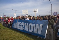 Union members picket a Republ...