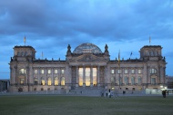 Reichstag building at dusk, B...