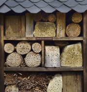 Insect hotel with the message...