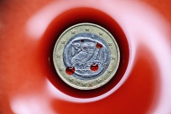 Greek euro in a pool of blood...
