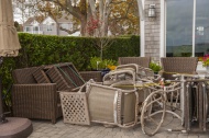 Tied down patio furniture at ...