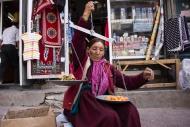 Woman selling apricots, Leh, ...