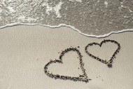 Hearts drawn in the sand
