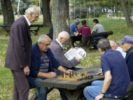 Pensioners playing chess, Bel...