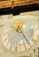 Sundial on city walls, Burgha...