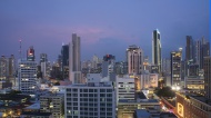 Skyscrapers, skyline at night...