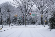 Snow covered road and traffic...