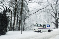Mail delivery truck during a ...