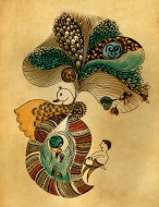 Illustration of peacock desig...