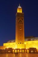 Hassan II Mosque at night, Ca...