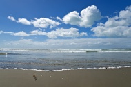 Beach with cumulus clouds, Ma...