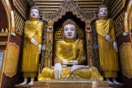 Seated and standing Buddha st...