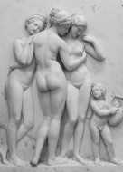 Relief of Greek nymphs, white...