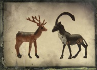 Deer and horned animal figurines