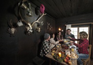 Group of young people eating ...