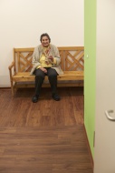 Age demented senior woman sit...