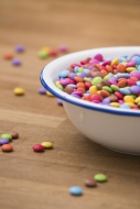 Bowl of chocolate buttons