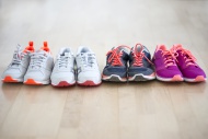 Row of four pair sneakers