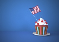 Cupcake with US American flag...