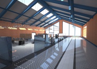 3D rendering of hall with mod...