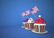 Cupcakes with US American fla...