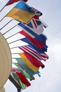 Flags, various nations above ...