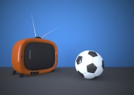 Orange TV with soccer ball, 3...