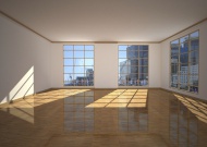 Empty apartment in a city, 3d...