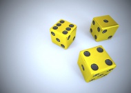 Three golden dice, 3d illustr...