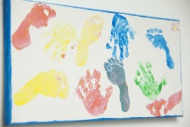 Canvas with footprints and ha...