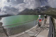Switzerland, Engadin, two cyc...